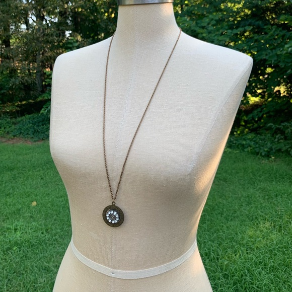 Reversible Spinner Rhinestone Bullet Pendant Necklace - Picture 3 of 16